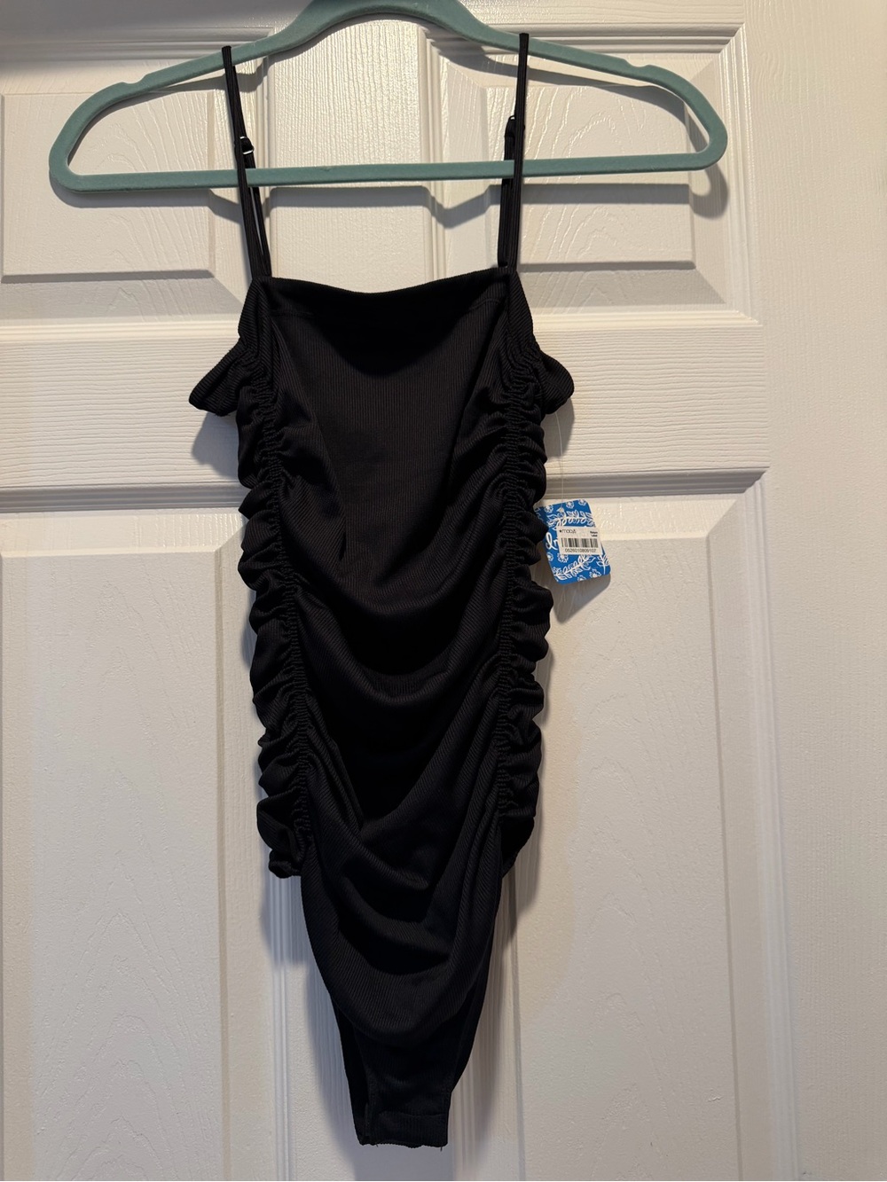 Free People Black Ruched bodysuit